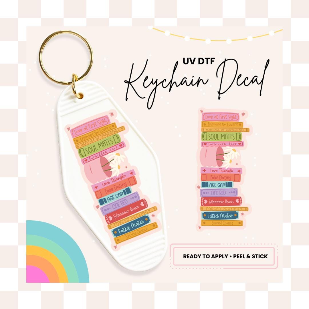 UV DTF Sticker For Retro Motel Keychain- Ready To Apply- No Heat Needed - Ready to Ship!