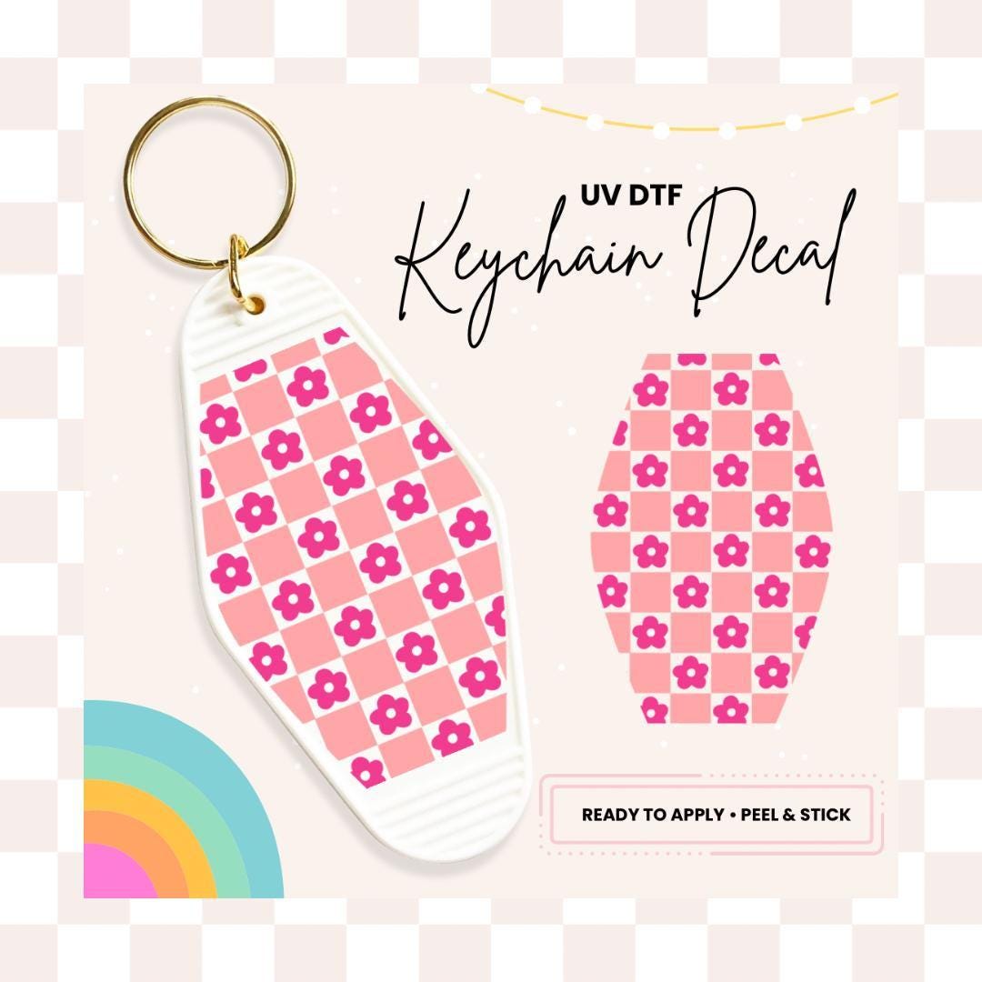 UV DTF Sticker For Retro Motel Keychain- Ready To Apply- No Heat Needed - Ready to Ship!