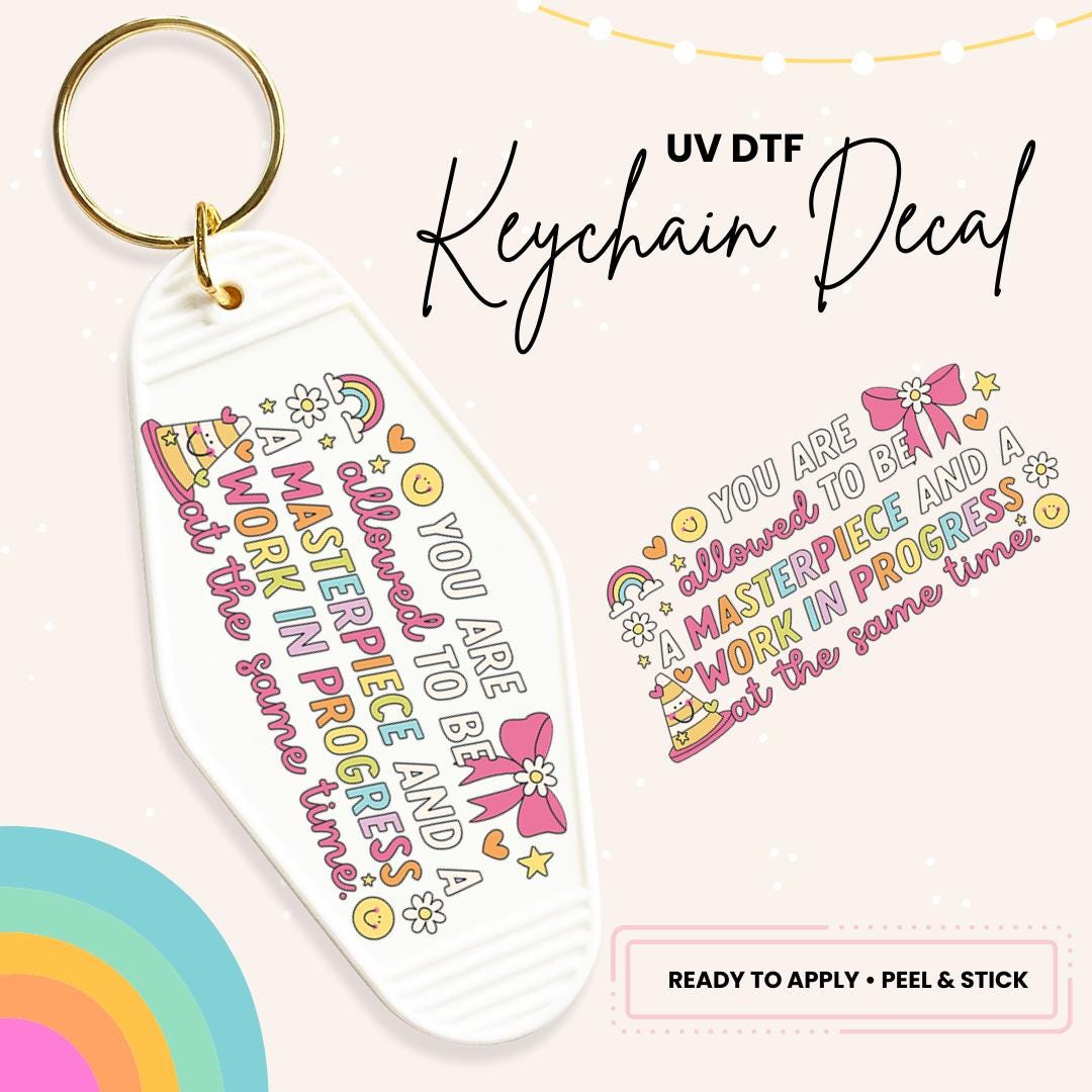 UV DTF Sticker For Retro Motel Keychain- Ready To Apply- No Heat Needed - Ready to Ship!