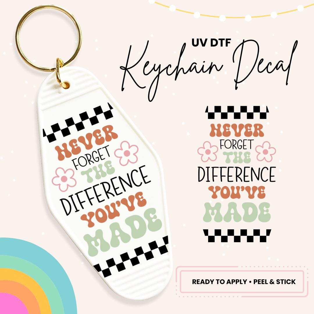 UV DTF Sticker For Retro Motel Keychain- Ready To Apply- No Heat Needed - Ready to Ship!