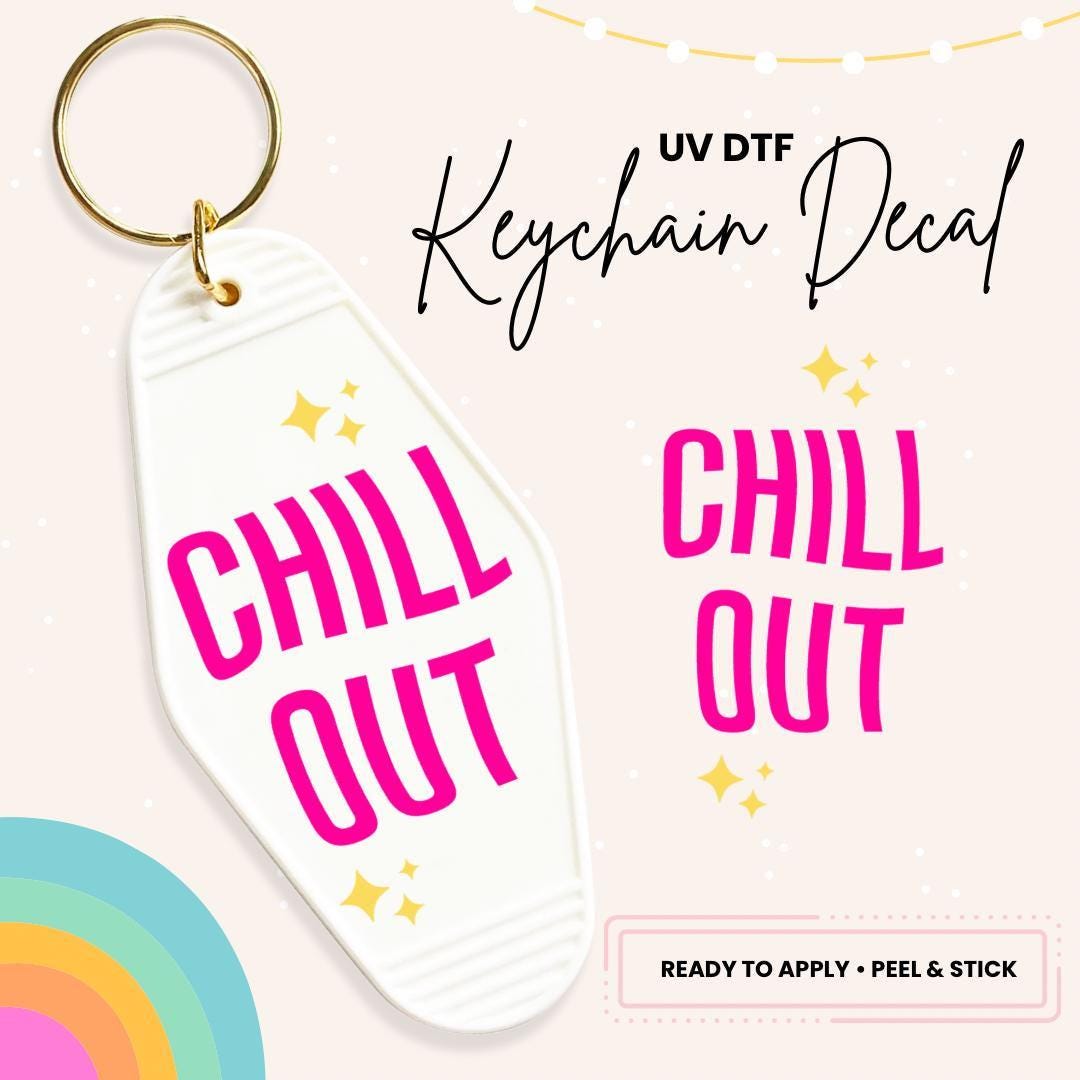 UV DTF Sticker For Retro Motel Keychain- Ready To Apply- No Heat Needed - Ready to Ship!