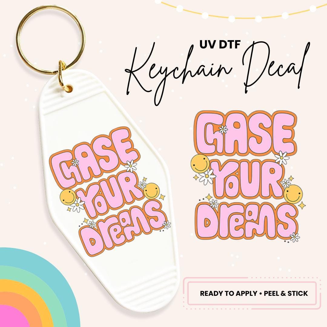 UV DTF Sticker For Retro Motel Keychain- Ready To Apply- No Heat Needed - Ready to Ship!