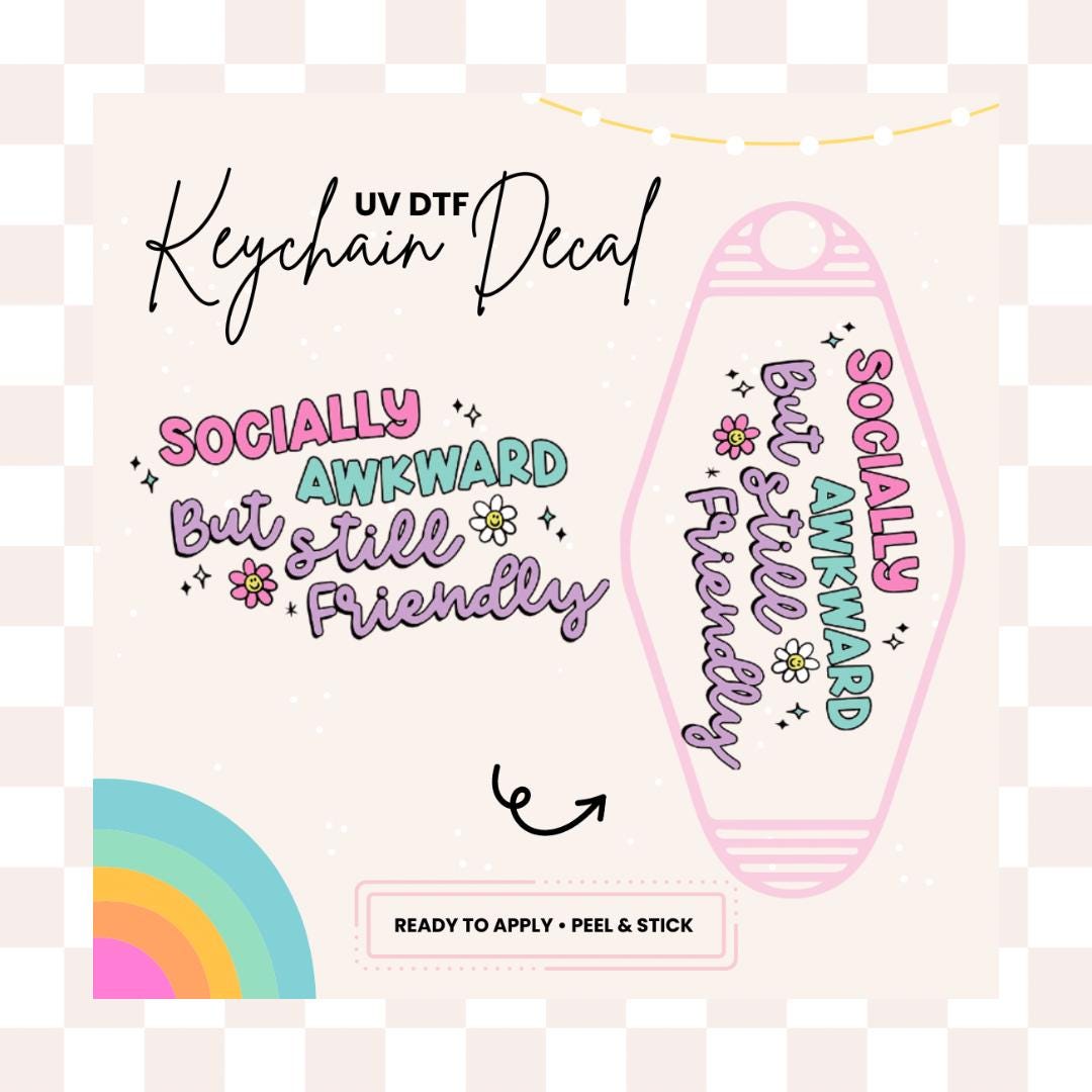 UV DTF Sticker For Retro Motel Keychain- Ready To Apply- No Heat Needed - Ready to Ship!