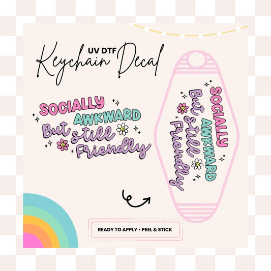 UV DTF Sticker For Retro Motel Keychain- Ready To Apply- No Heat Needed - Ready to Ship!