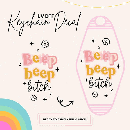 UV DTF Sticker For Retro Motel Keychain- Ready To Apply- No Heat Needed - Ready to Ship!