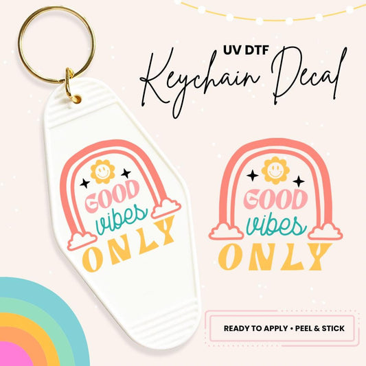 UV DTF Sticker For Retro Motel Keychain- Ready To Apply- No Heat Needed - Ready to Ship!