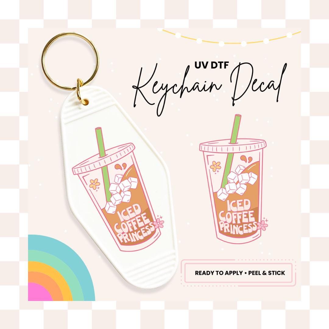 UV DTF Sticker For Retro Motel Keychain- Ready To Apply- No Heat Needed - Ready to Ship!