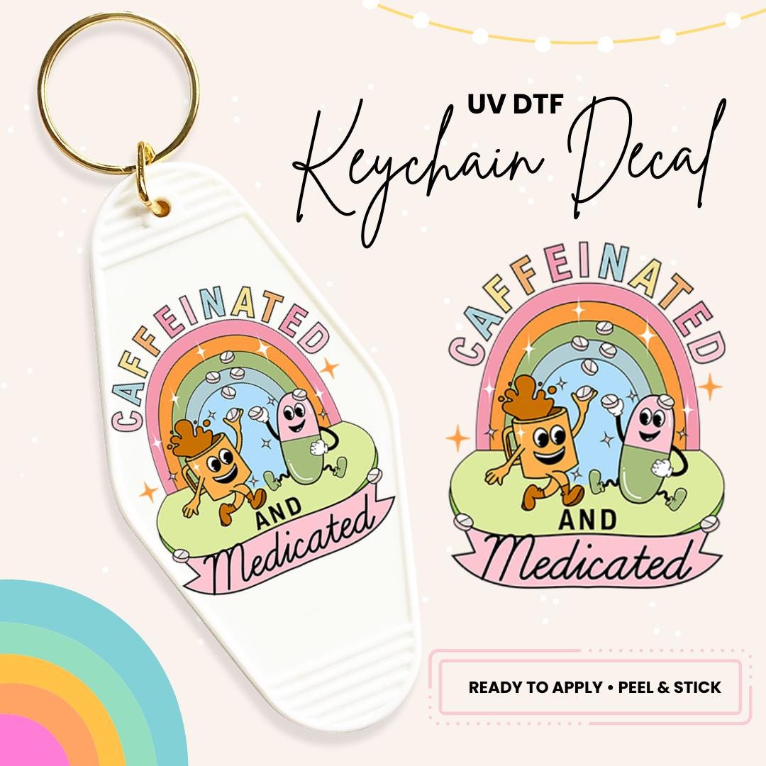 UV DTF Sticker For Retro Motel Keychain- Ready To Apply- No Heat Needed - Ready to Ship!