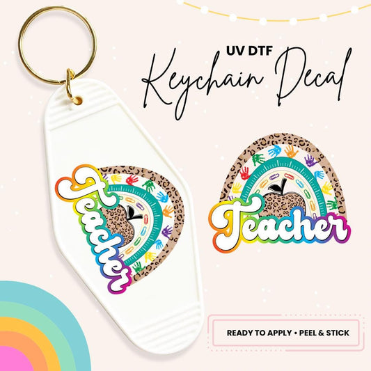Teacher UV DTF Sticker For Retro Motel Keychain- Ready To Apply- No Heat Needed - Ready to Ship!