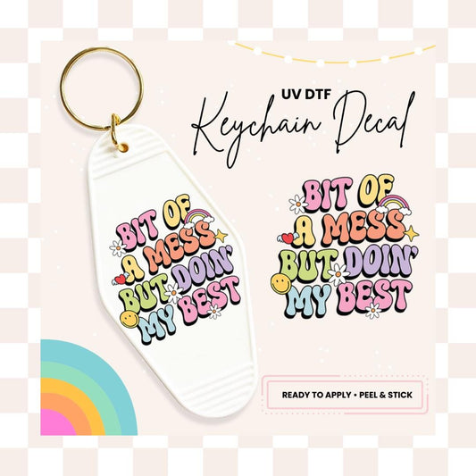 UV DTF Sticker For Retro Motel Keychain- Ready To Apply- No Heat Needed - Ready to Ship!