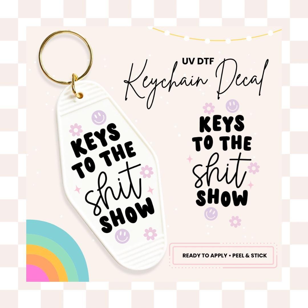 UV DTF Sticker For Retro Motel Keychain- Ready To Apply- No Heat Needed - Ready to Ship!