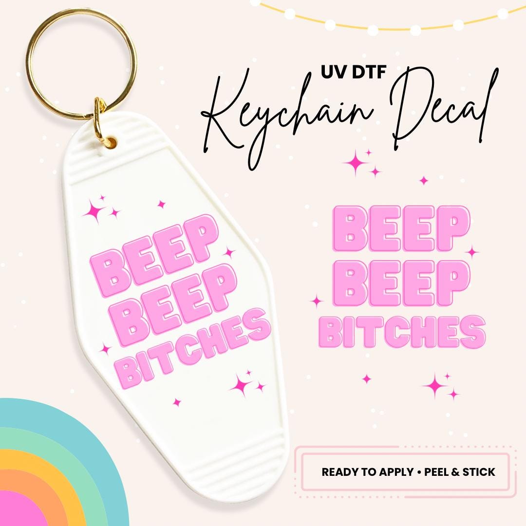 UV DTF Sticker For Retro Motel Keychain- Ready To Apply- No Heat Needed - Ready to Ship!