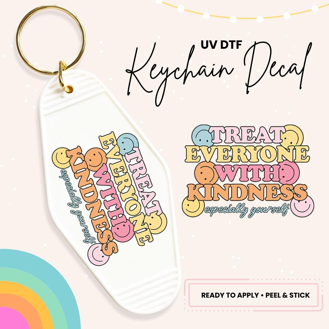 UV DTF Sticker For Retro Motel Keychain- Ready To Apply- No Heat Needed - Ready to Ship!