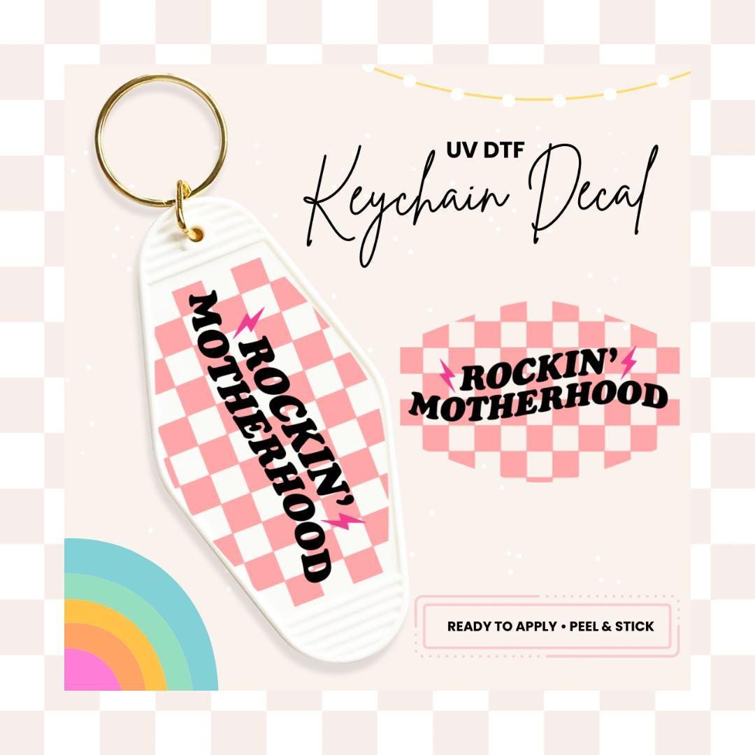 UV DTF Sticker For Retro Motel Keychain- Ready To Apply- No Heat Needed - Ready to Ship!