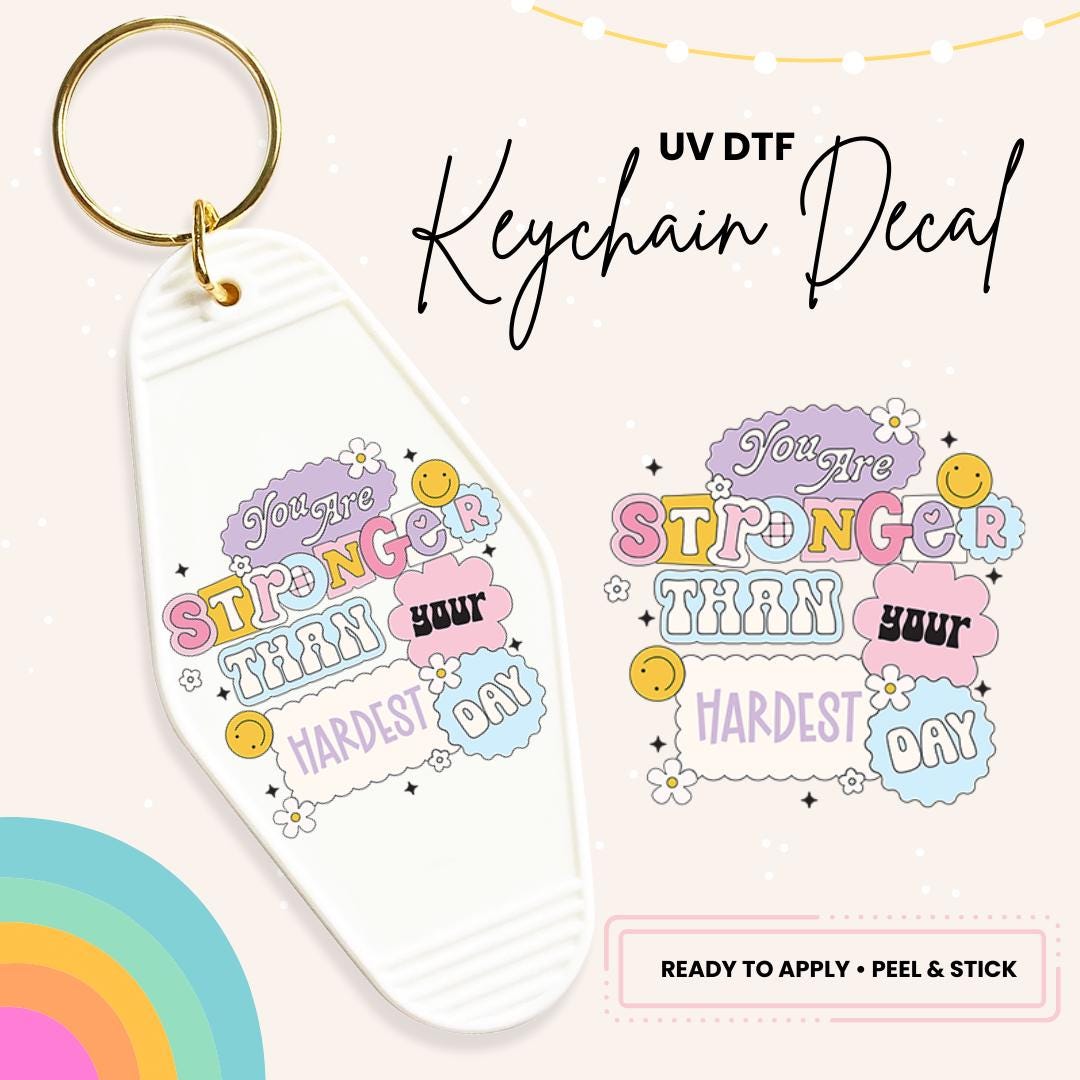 UV DTF Sticker For Retro Motel Keychain- Ready To Apply- No Heat Needed - Ready to Ship!