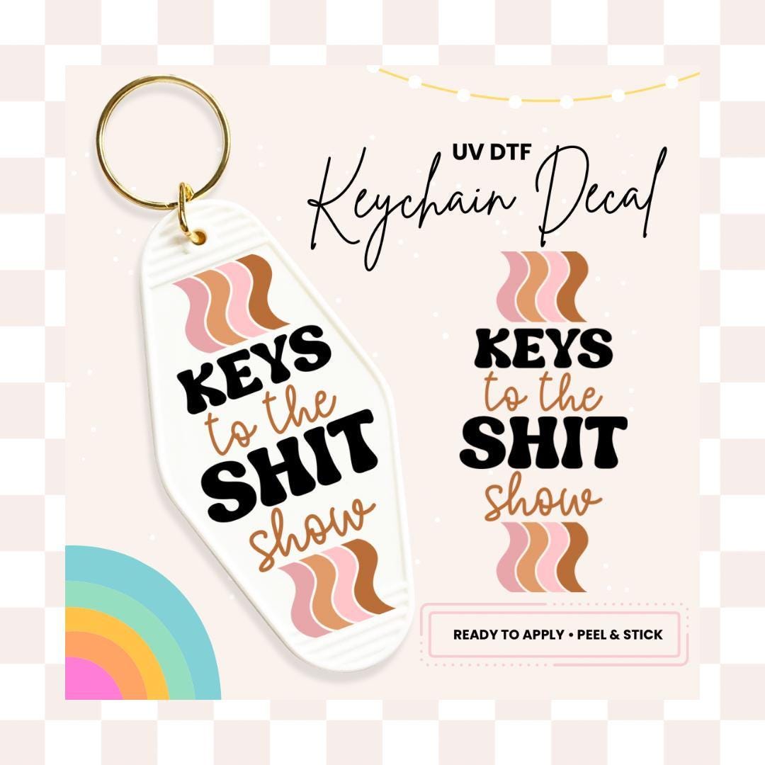 UV DTF Sticker For Retro Motel Keychain- Ready To Apply- No Heat Needed - Ready to Ship!