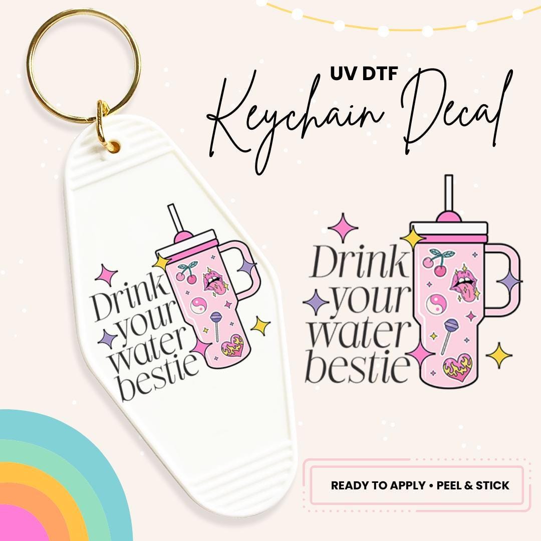 UV DTF Sticker For Retro Motel Keychain- Ready To Apply- No Heat Needed - Ready to Ship!