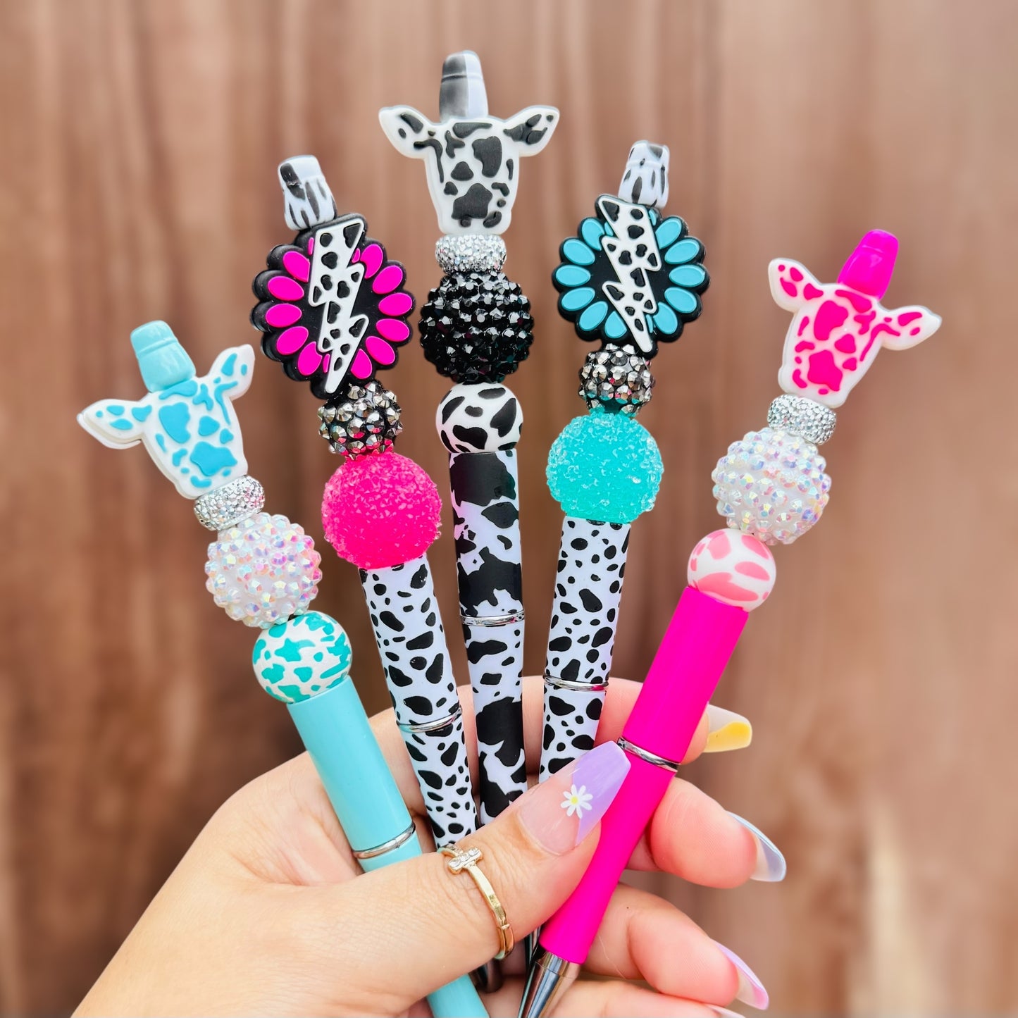 Cow Print Beaded Pen