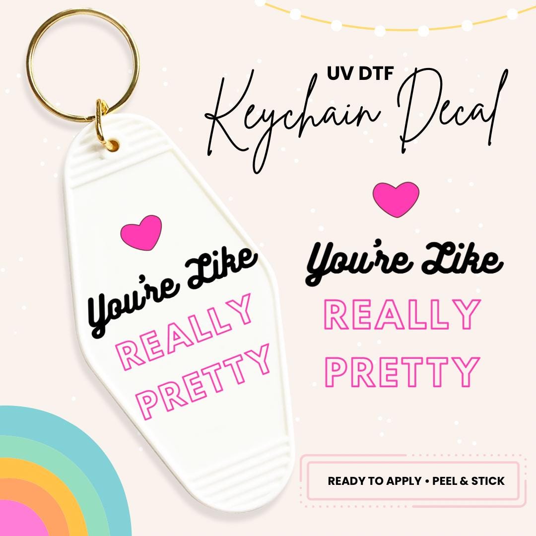 UV DTF Sticker For Retro Motel Keychain- Ready To Apply- No Heat Needed - Ready to Ship!