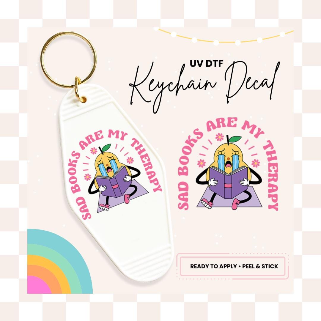 UV DTF Sticker For Retro Motel Keychain- Ready To Apply- No Heat Needed - Ready to Ship!