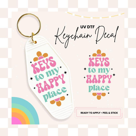 UV DTF Sticker For Retro Motel Keychain- Ready To Apply- No Heat Needed - Ready to Ship!