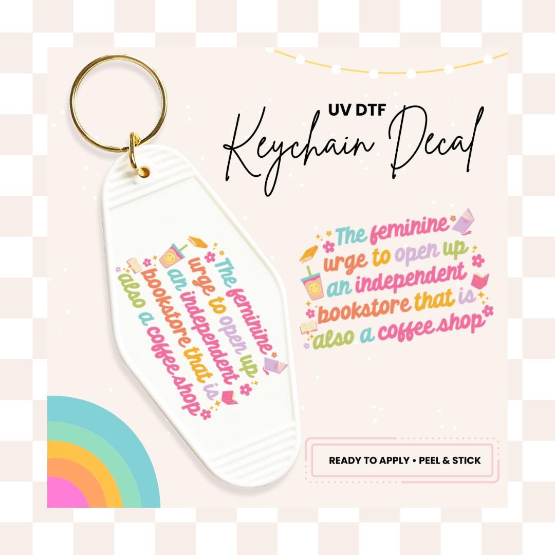 UV DTF Sticker For Retro Motel Keychain- Ready To Apply- No Heat Needed - Ready to Ship!