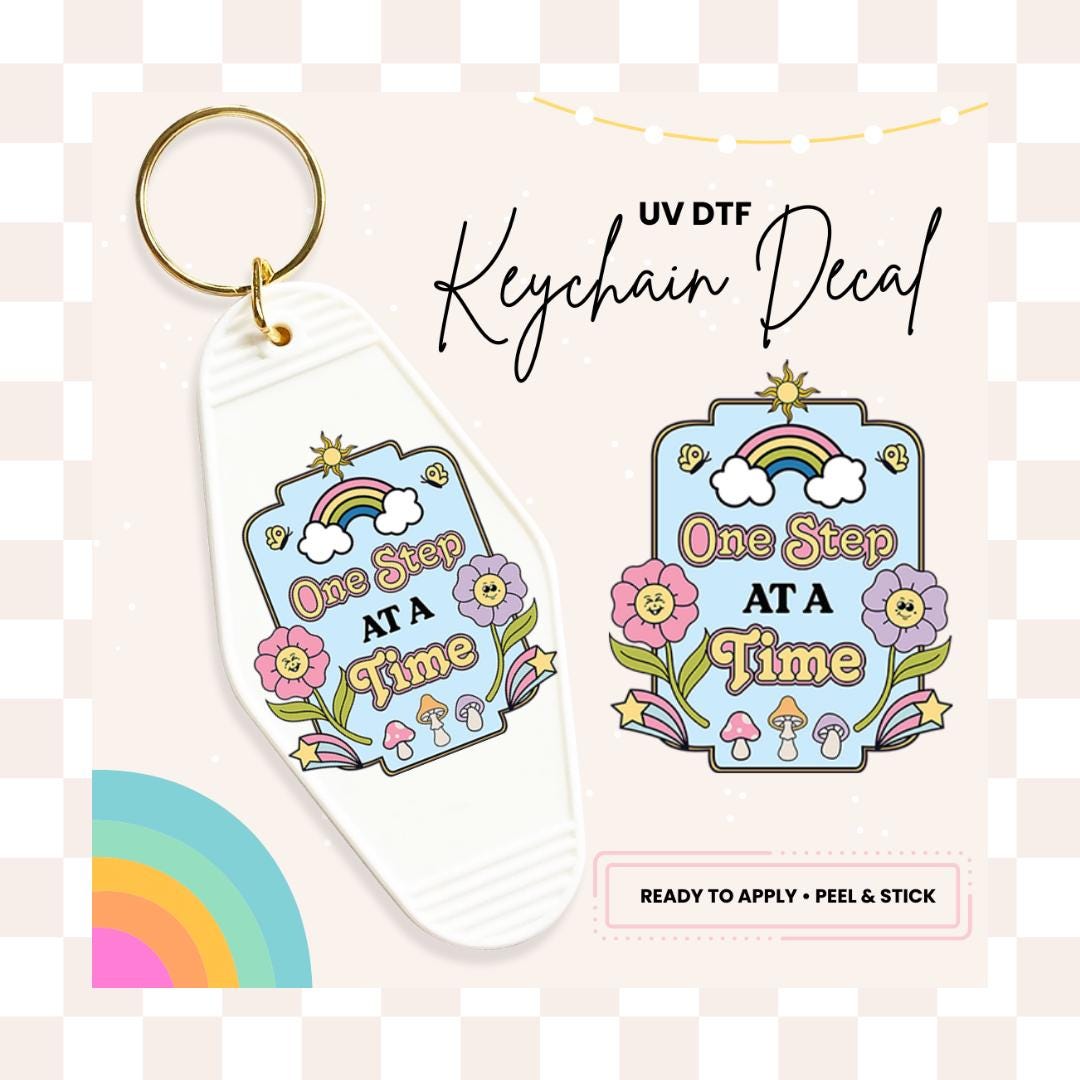 UV DTF Sticker For Retro Motel Keychain- Ready To Apply- No Heat Needed - Ready to Ship!