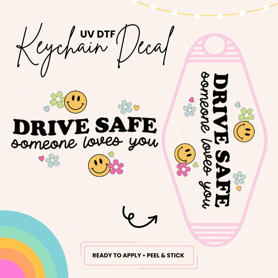 UV DTF Sticker For Retro Motel Keychain- Ready To Apply- No Heat Needed - Ready to Ship!