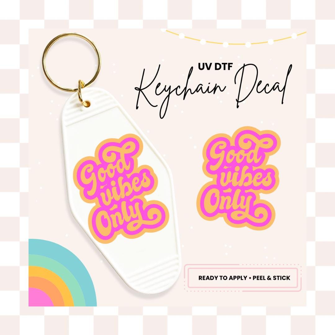 UV DTF Sticker For Retro Motel Keychain- Ready To Apply- No Heat Needed - Ready to Ship!