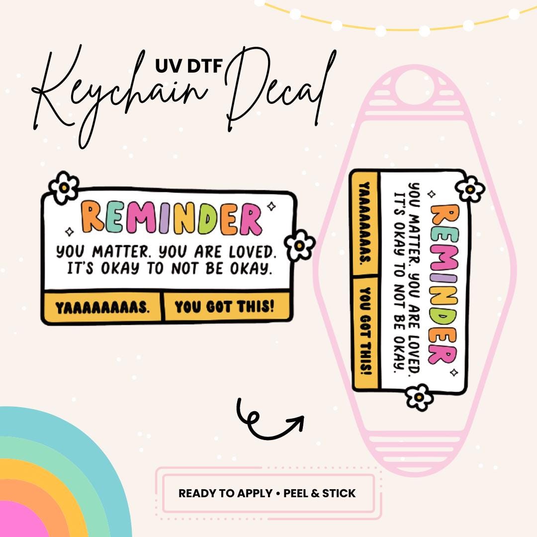 UV DTF Sticker For Retro Motel Keychain- Ready To Apply- No Heat Needed - Ready to Ship!