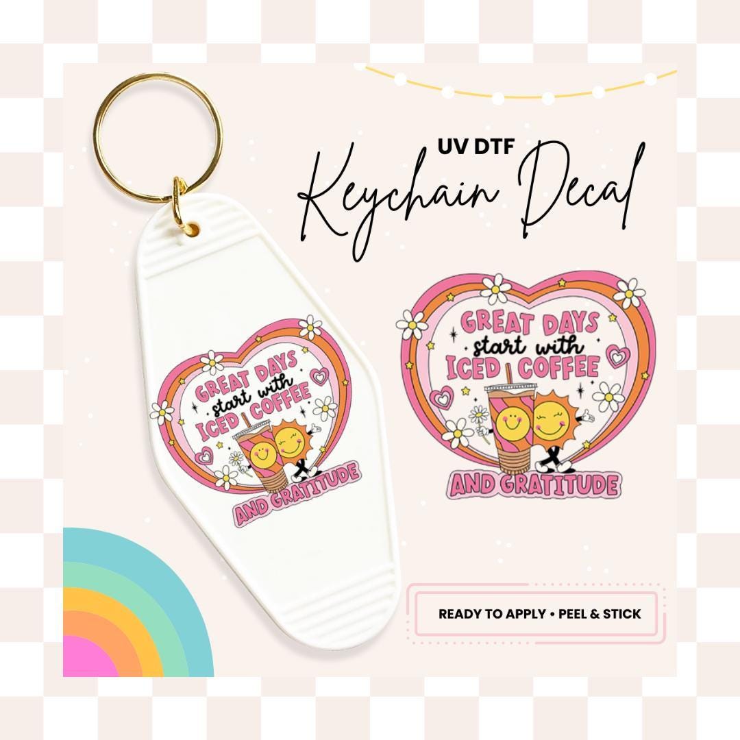 UV DTF Sticker For Retro Motel Keychain- Ready To Apply- No Heat Needed - Ready to Ship!