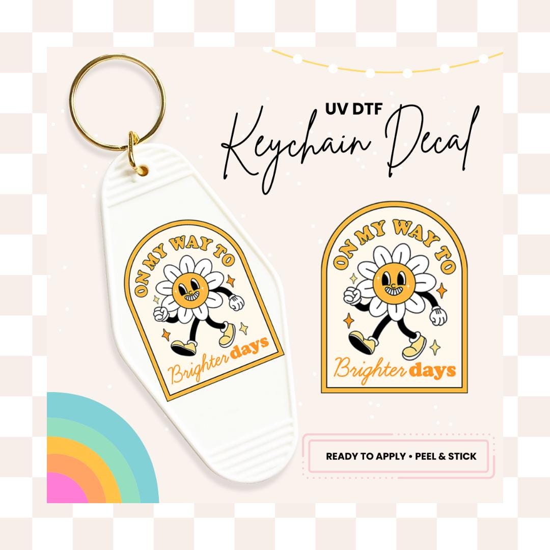 UV DTF Sticker For Retro Motel Keychain- Ready To Apply- No Heat Needed - Ready to Ship!