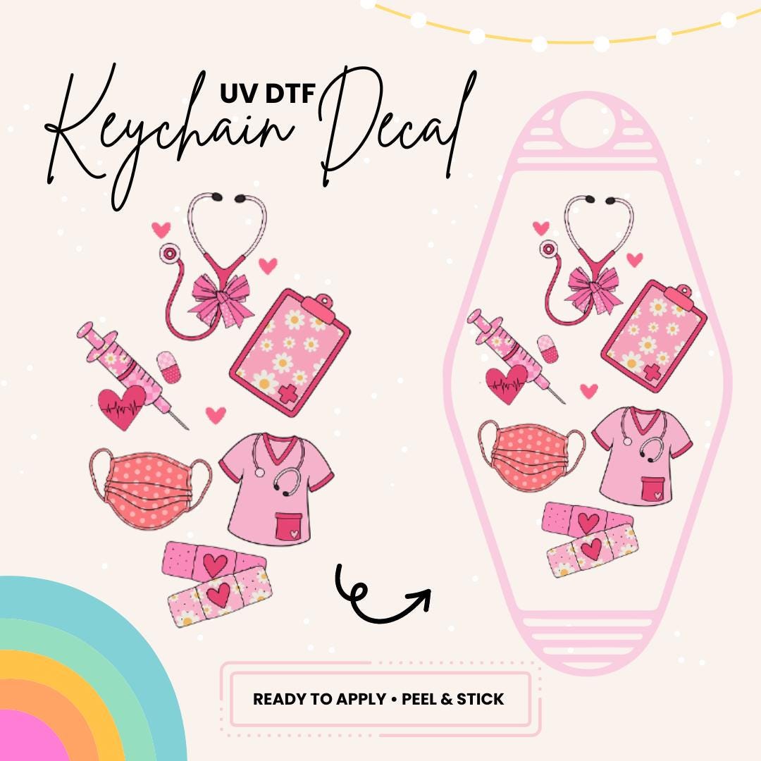 UV DTF Sticker For Retro Motel Keychain- Ready To Apply- No Heat Needed - Ready to Ship!