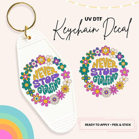 UV DTF Sticker For Retro Motel Keychain- Ready To Apply- No Heat Needed - Ready to Ship!