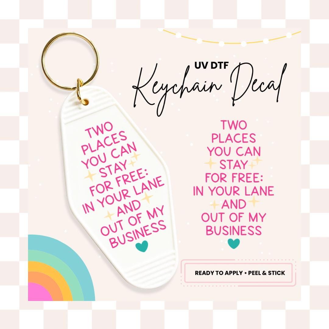 UV DTF Sticker For Retro Motel Keychain- Ready To Apply- No Heat Needed - Ready to Ship!