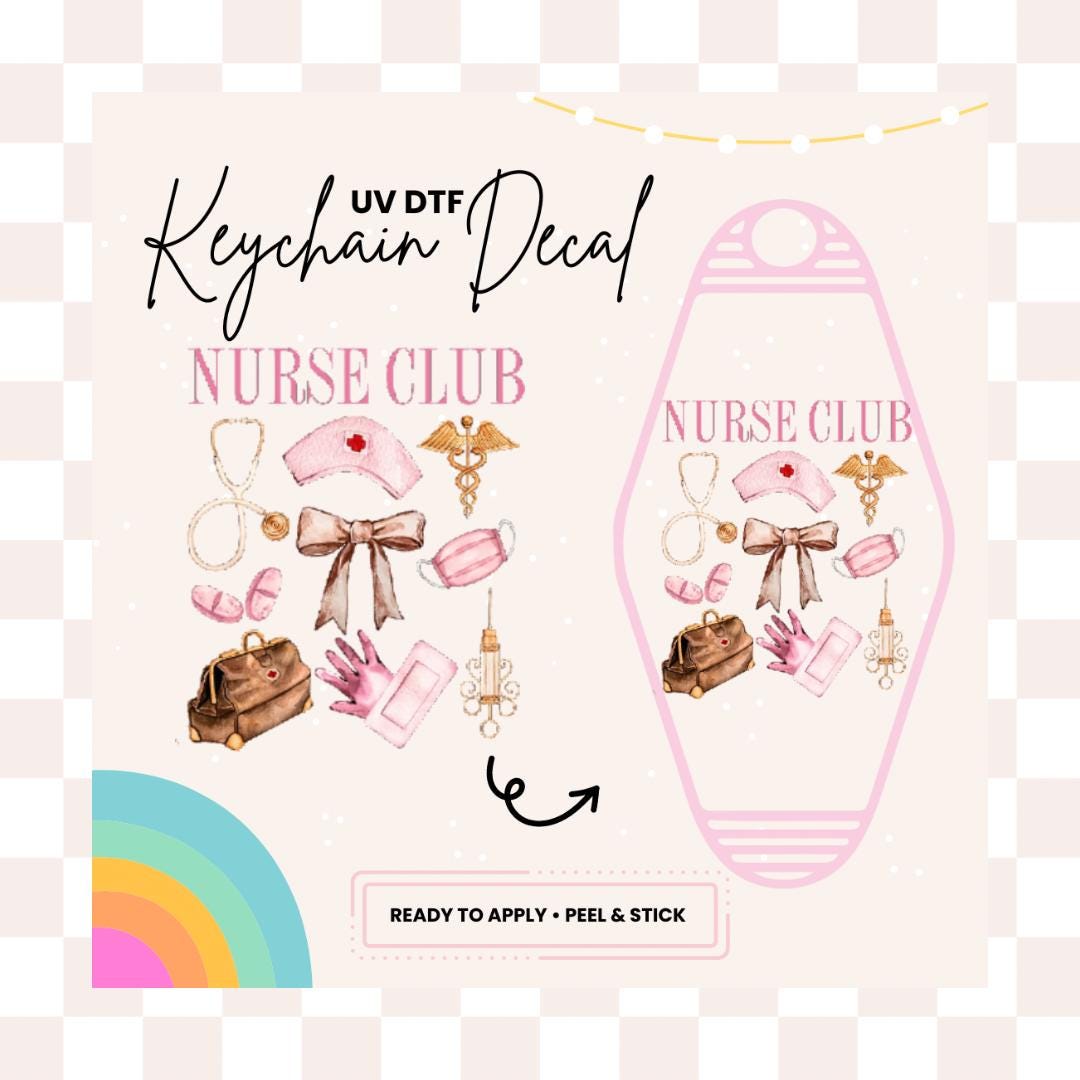 UV DTF Sticker For Retro Motel Keychain- Ready To Apply- No Heat Needed - Ready to Ship!