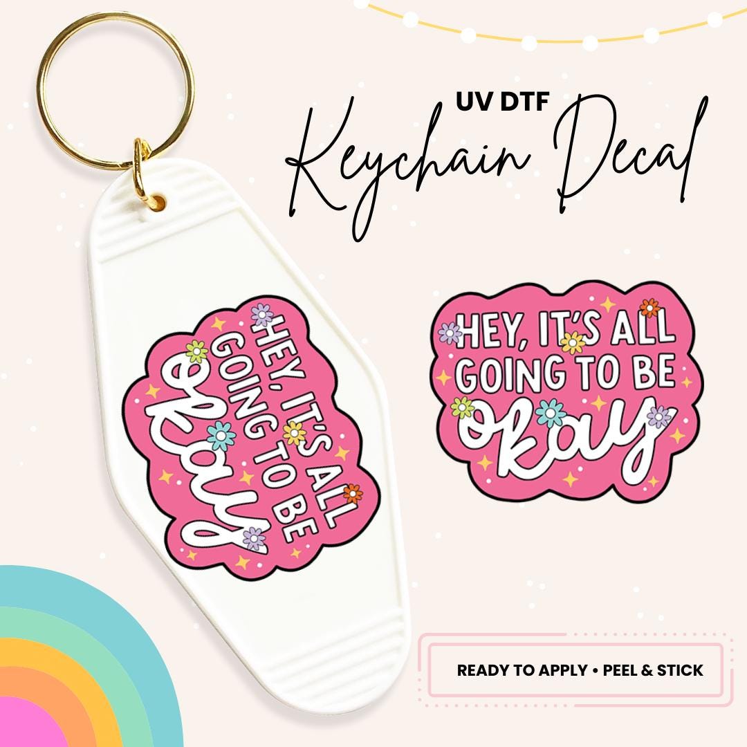 UV DTF Sticker For Retro Motel Keychain- Ready To Apply- No Heat Needed - Ready to Ship!