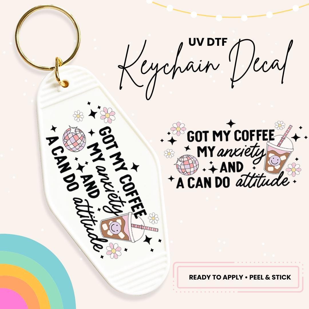 UV DTF Sticker For Retro Motel Keychain- Ready To Apply- No Heat Needed - Ready to Ship!