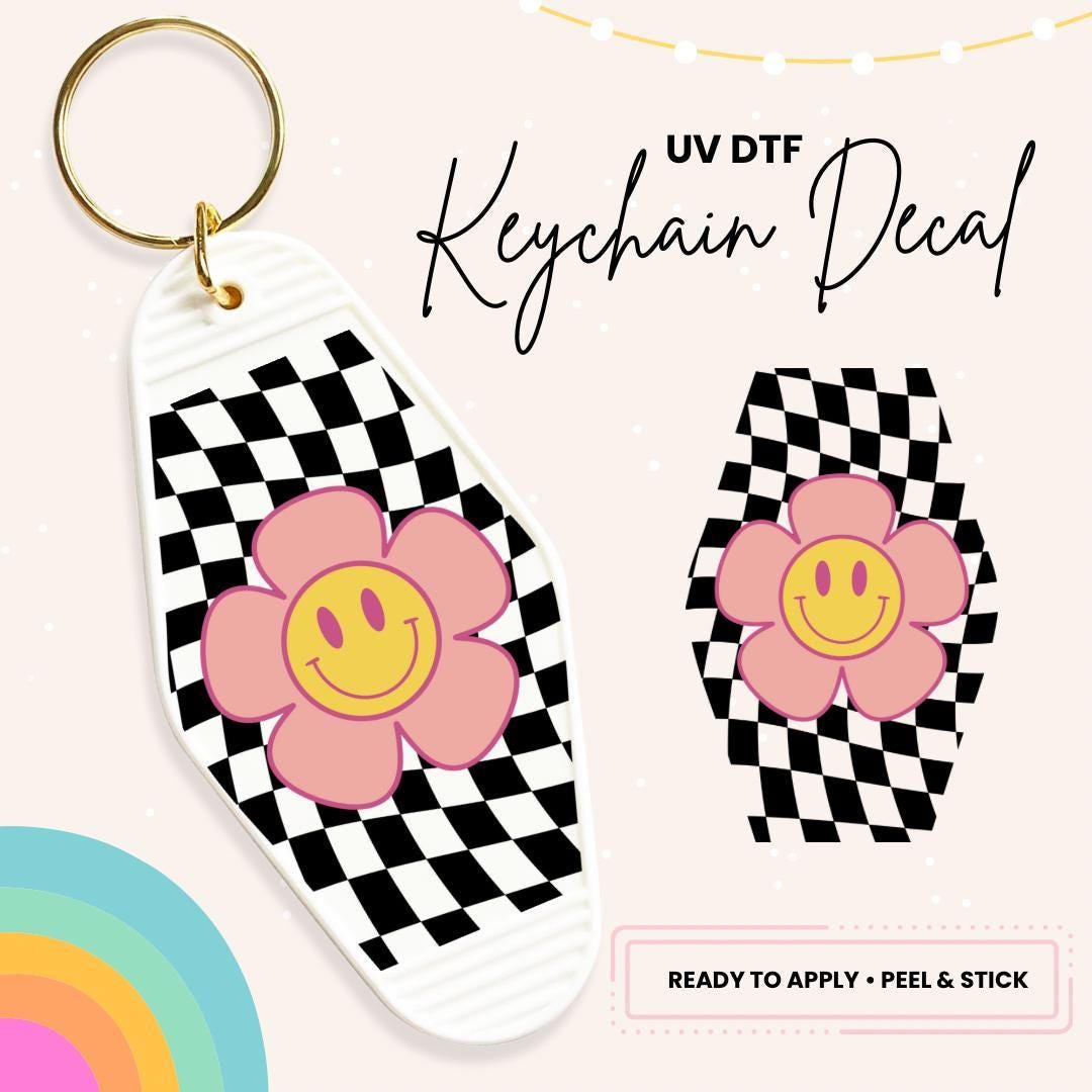 UV DTF Sticker For Retro Motel Keychain- Ready To Apply- No Heat Needed - Ready to Ship!