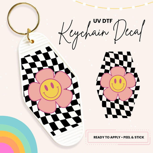 UV DTF Sticker For Retro Motel Keychain- Ready To Apply- No Heat Needed - Ready to Ship!