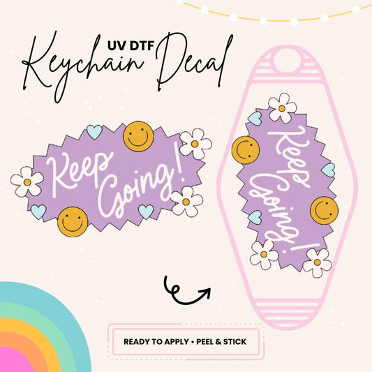 UV DTF Sticker For Retro Motel Keychain- Ready To Apply- No Heat Needed - Ready to Ship!