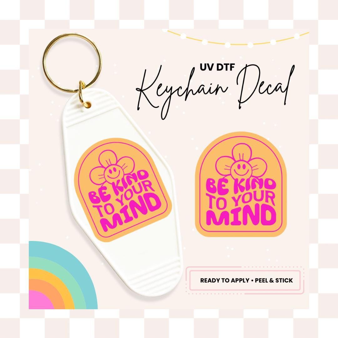 UV DTF Sticker For Retro Motel Keychain- Ready To Apply- No Heat Needed - Ready to Ship!