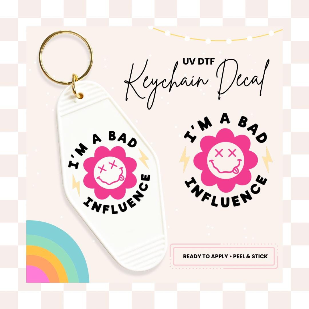 UV DTF Sticker For Retro Motel Keychain- Ready To Apply- No Heat Needed - Ready to Ship!