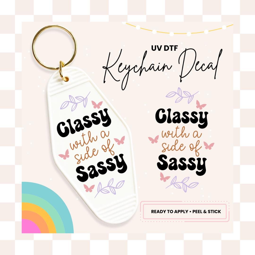 UV DTF Sticker For Retro Motel Keychain- Ready To Apply- No Heat Needed - Ready to Ship!