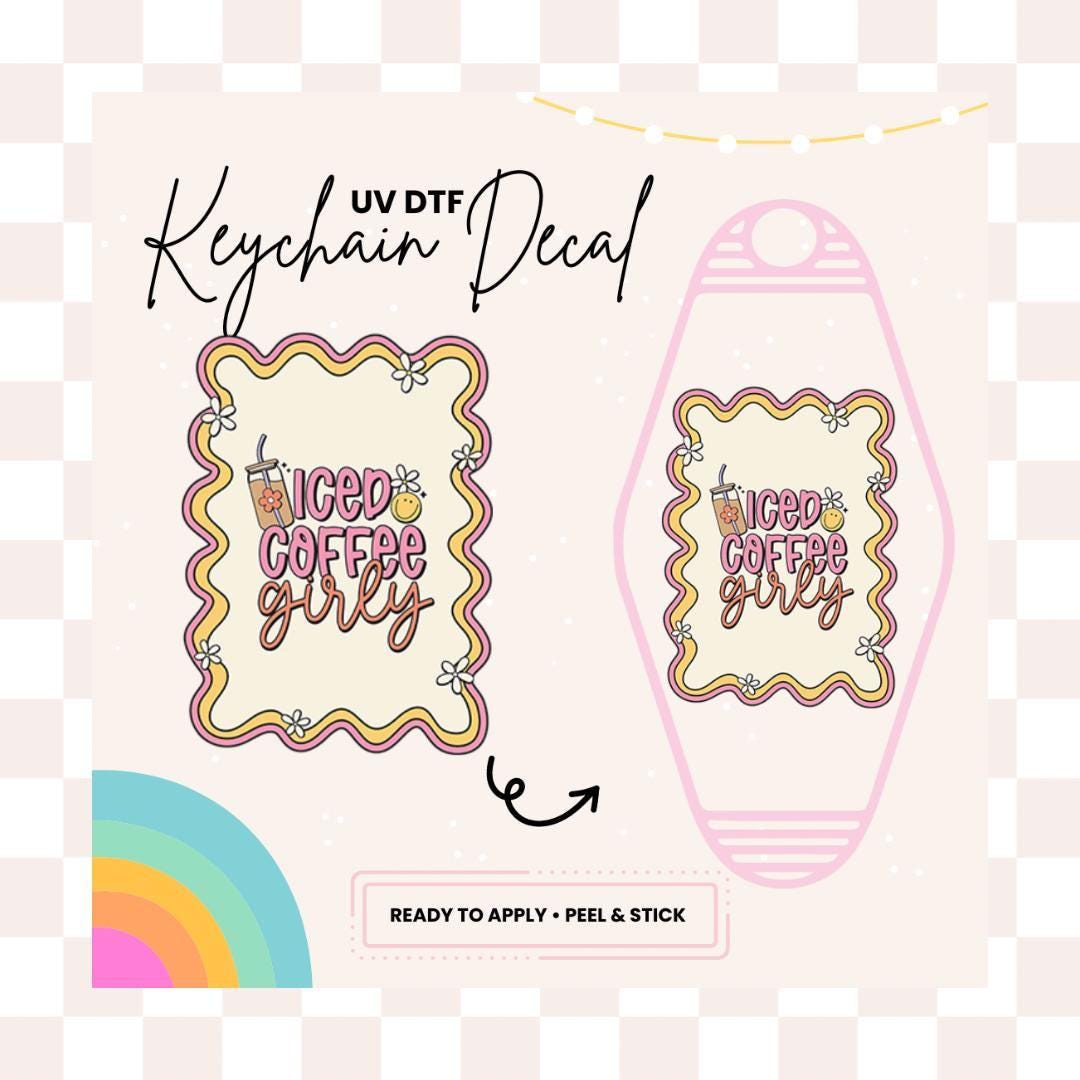 UV DTF Sticker For Retro Motel Keychain- Ready To Apply- No Heat Needed - Ready to Ship!