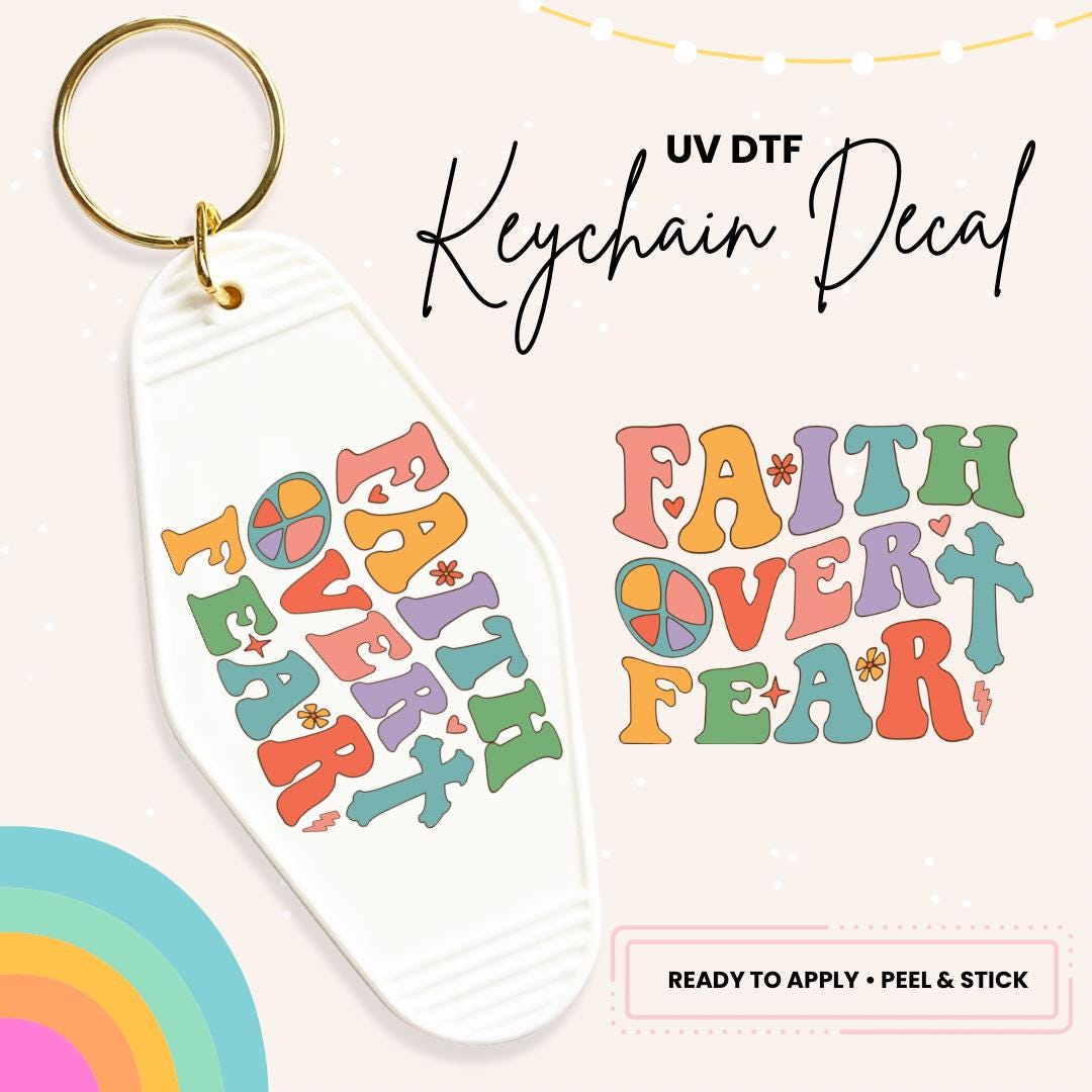 UV DTF Sticker For Retro Motel Keychain- Ready To Apply- No Heat Needed - Ready to Ship!