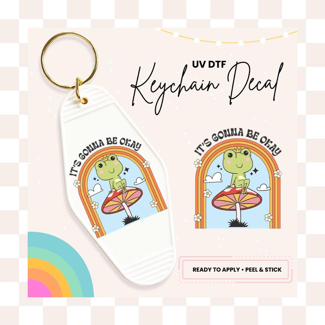 UV DTF Sticker For Retro Motel Keychain- Ready To Apply- No Heat Needed - Ready to Ship!