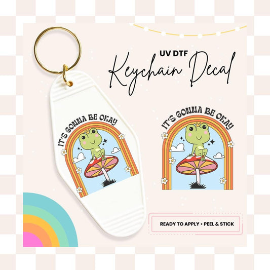 UV DTF Sticker For Retro Motel Keychain- Ready To Apply- No Heat Needed - Ready to Ship!