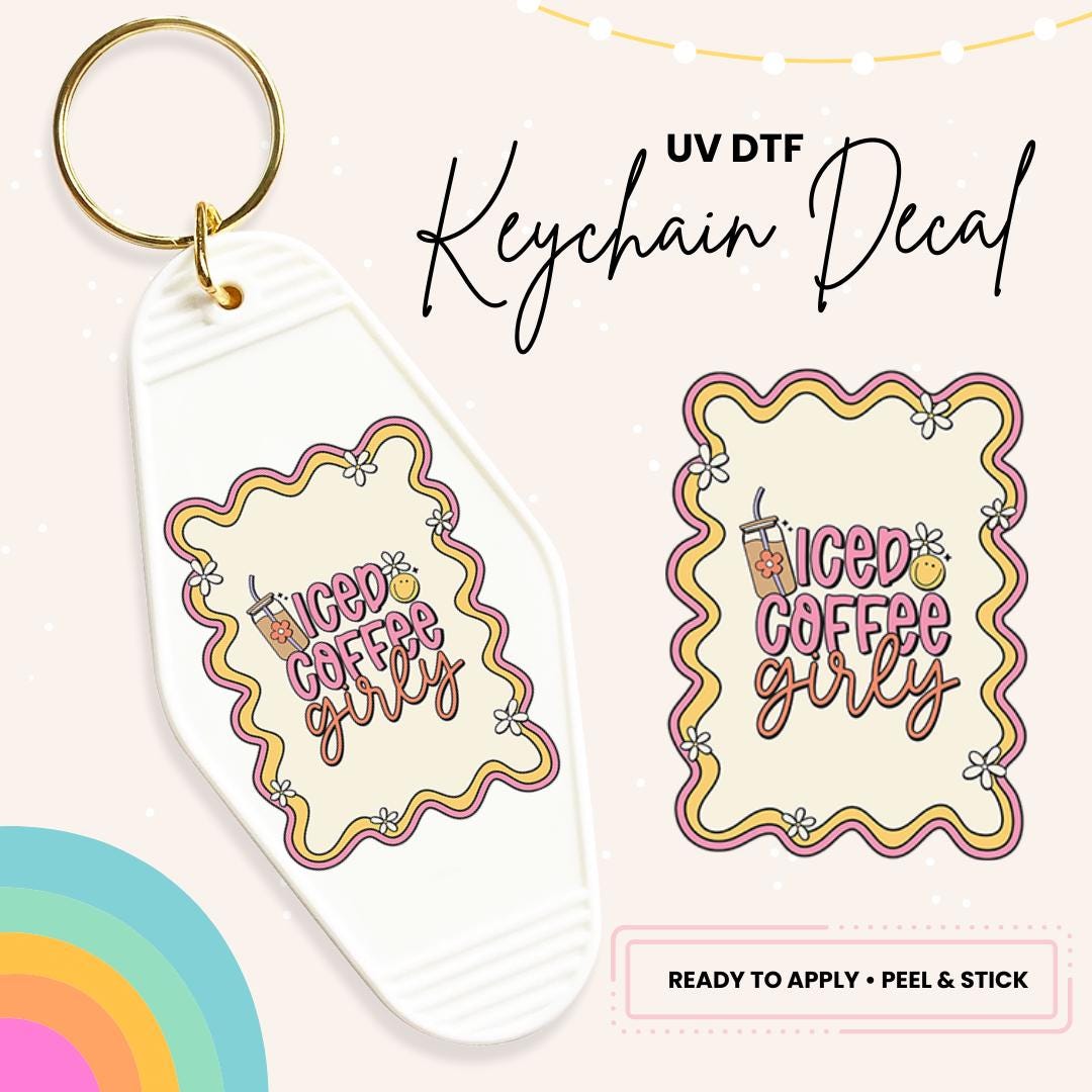 UV DTF Sticker For Retro Motel Keychain- Ready To Apply- No Heat Needed - Ready to Ship!