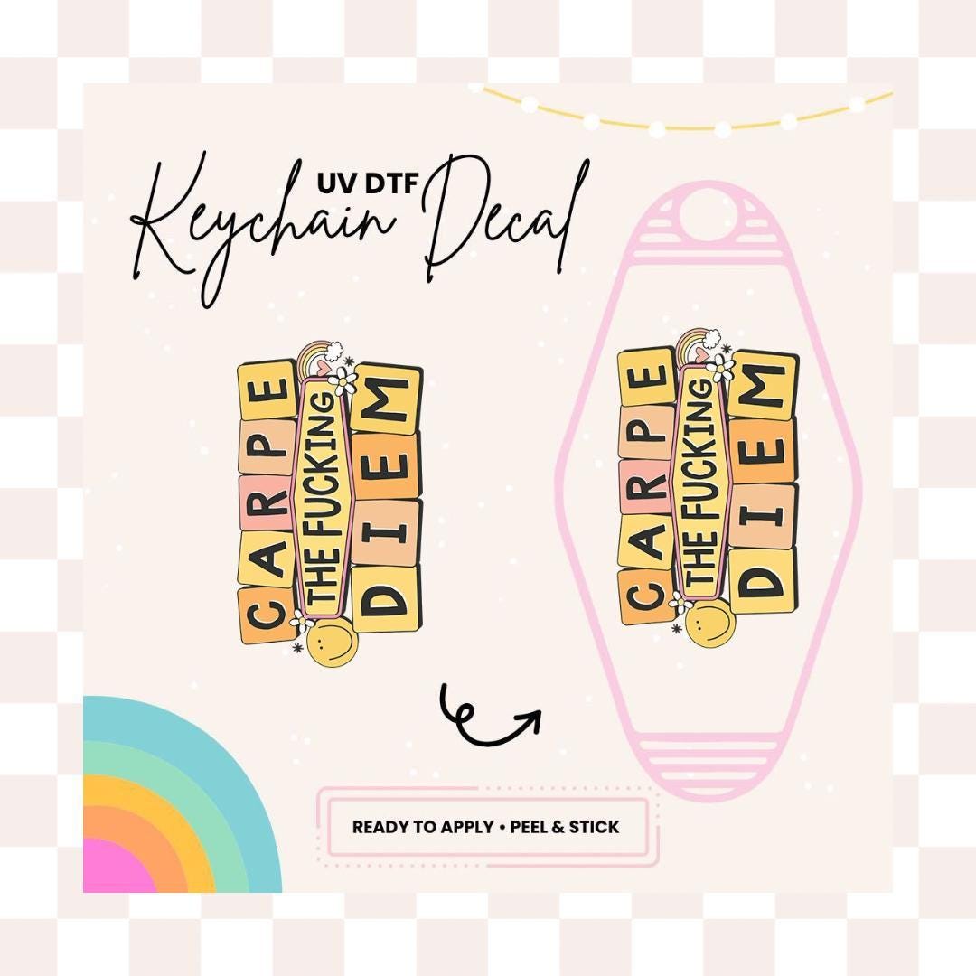 UV DTF Sticker For Retro Motel Keychain- Ready To Apply- No Heat Needed - Ready to Ship!
